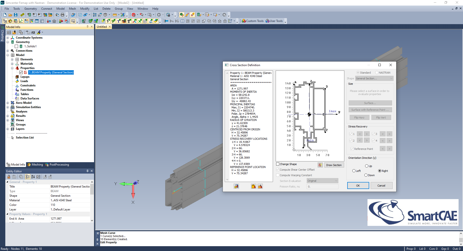 femap curve centerline