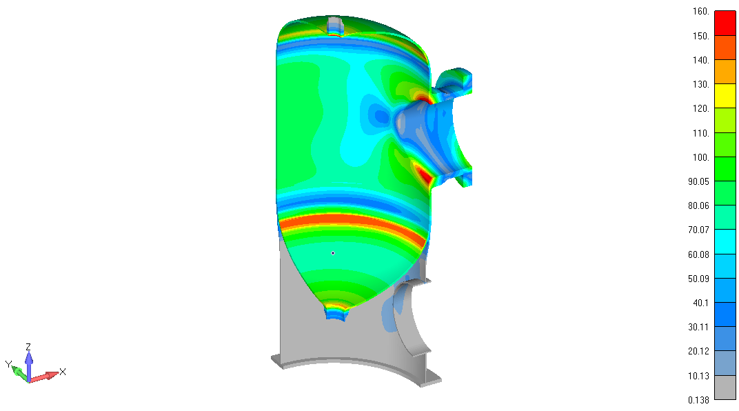 Modello FEM di un recipiente a pressione creato con Femap