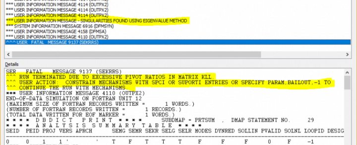 femap user fatal message